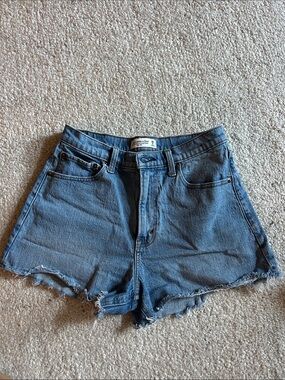 Abercrombie & Fitch Medium Blue 90s Relaxed Cutoff Shorts High Rise